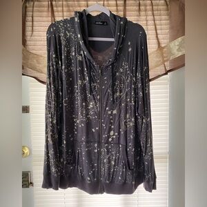 Zip-Up Hoodie - Super Soft LoveSick Skulls Splatter Grey